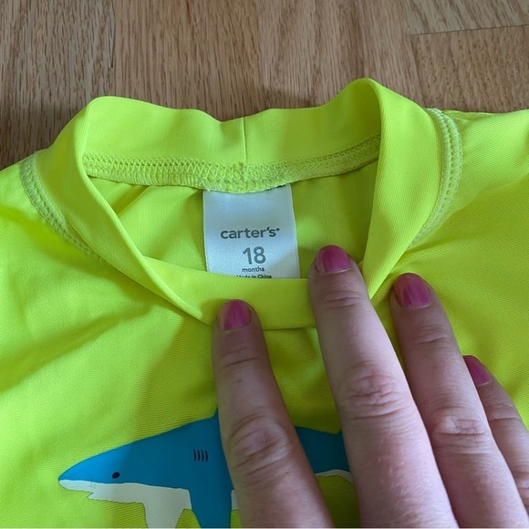 18 mos Boys Swim Bundle Lot Rash Guard Shorts Kids Shark Set - Blue and Green - Picture 5 of 6